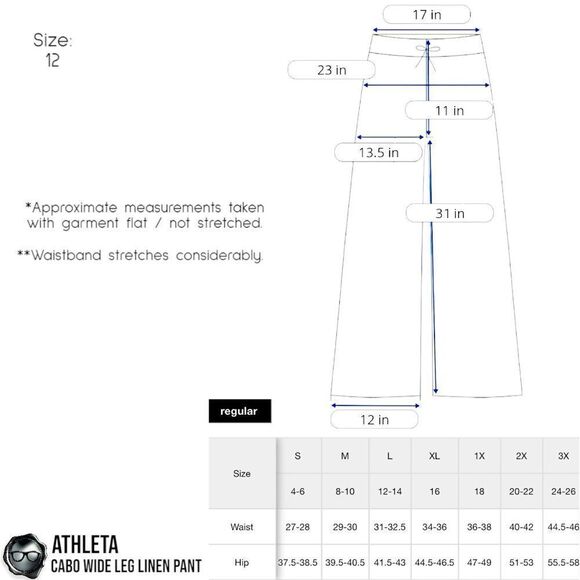 ATHLETA CABO LINEN WIDE LEG PANTS IN CHAMBRAY BLUE WOMEN 12/LARGE TRAVEL CASUAL - Picture 12 of 13